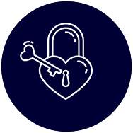 Icon of heart shaped lock and key